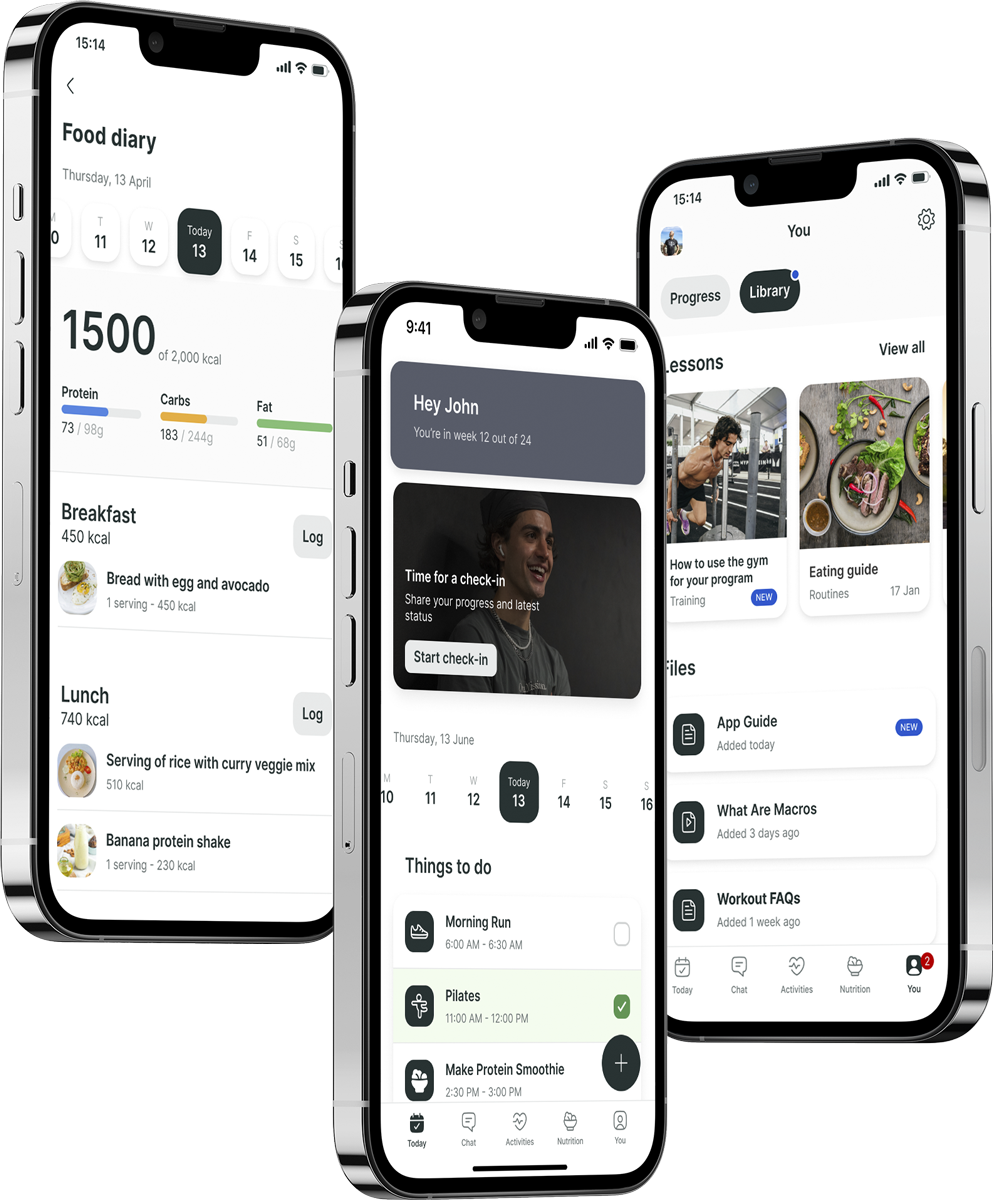 A mockup of the coaching app showcasing the features.